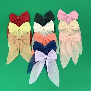 11psc Boho Fabric Multicolor Bow Hair Clips Accessories Set